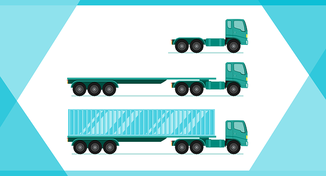 ilustrace různých typů nákladních automobilů